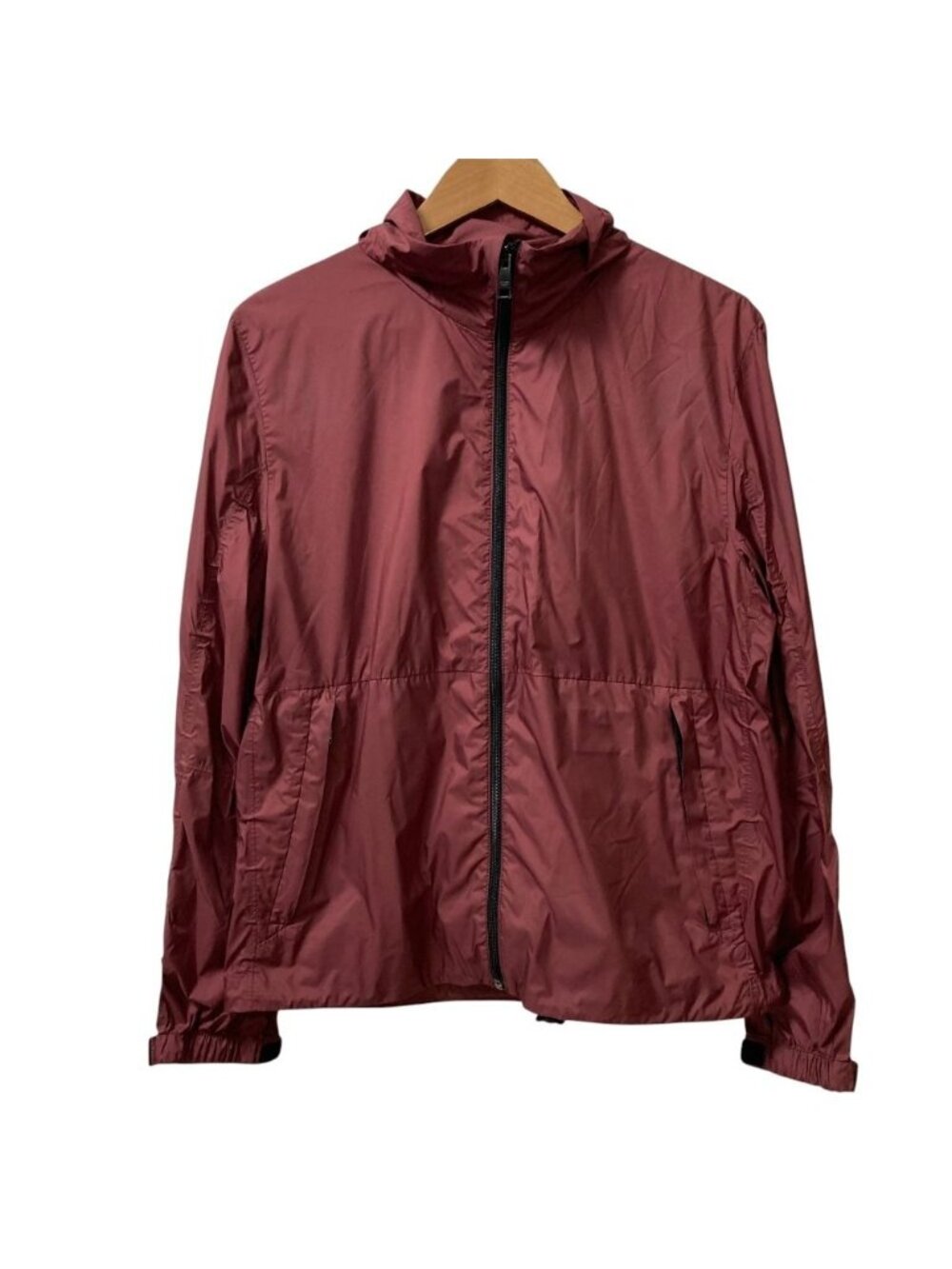 Prada Hood 2-Way Rubber Logo Zip Up Jacket Hoodie Bordeaux Nylon Spring 46